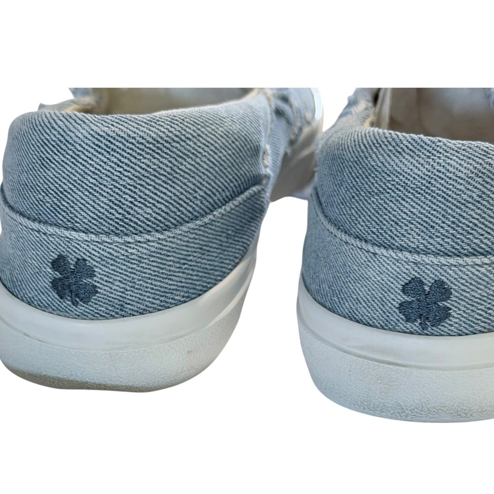 Lucky Brand Denim Slip On Sneakers Light Wash Frayed Distressed Shoes Women's 9M - Picture 5 of 8